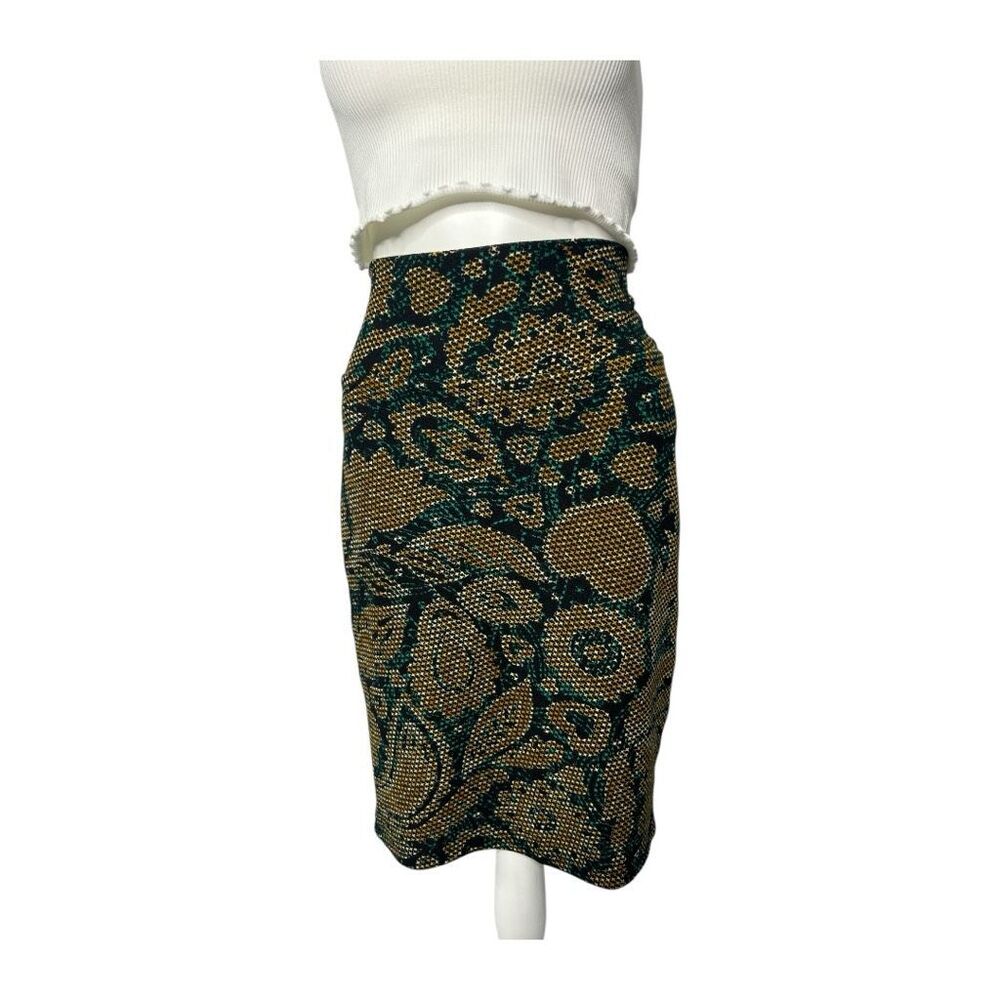 LuLaRoe Cassie Pencil Straight‎ Stretch Skirt Cross Stitch Yellow Blue Small